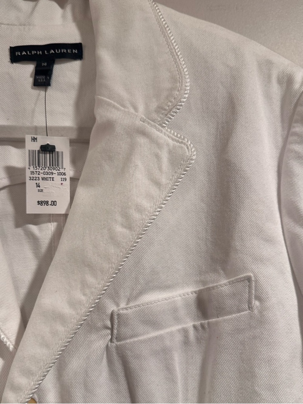Polo Ralph Lauren White Nautical Cotton Blazer Gold Anchor Buttons Size 14 NWT - Picture 6 of 16